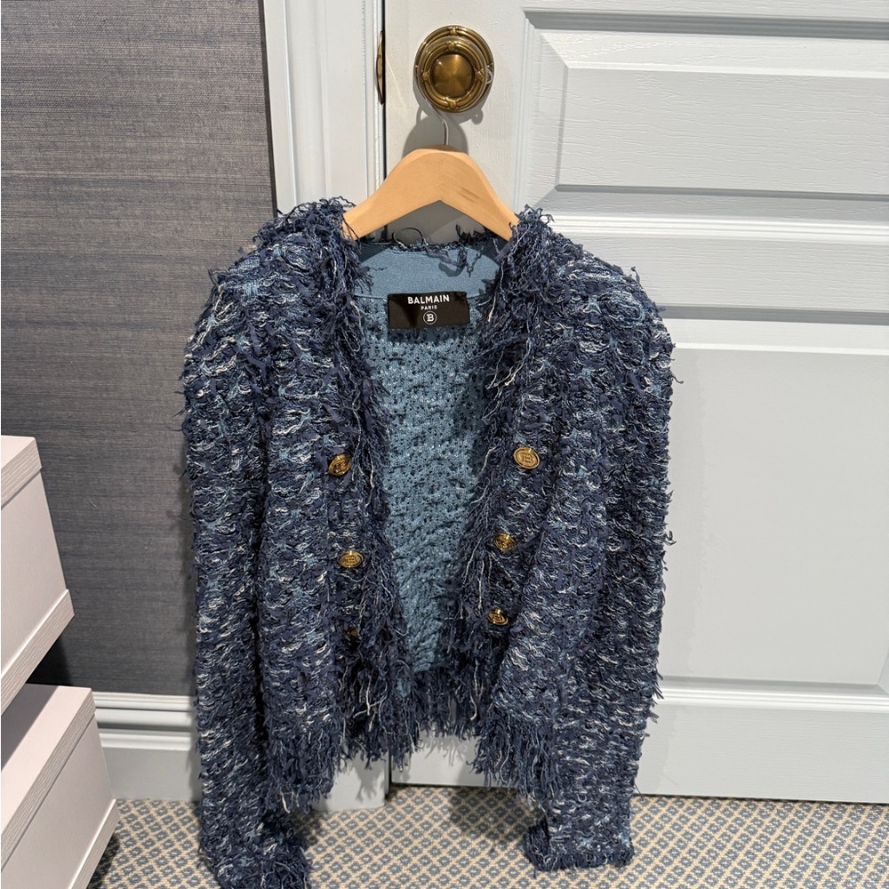 Balmain Blue Tweed Jacket